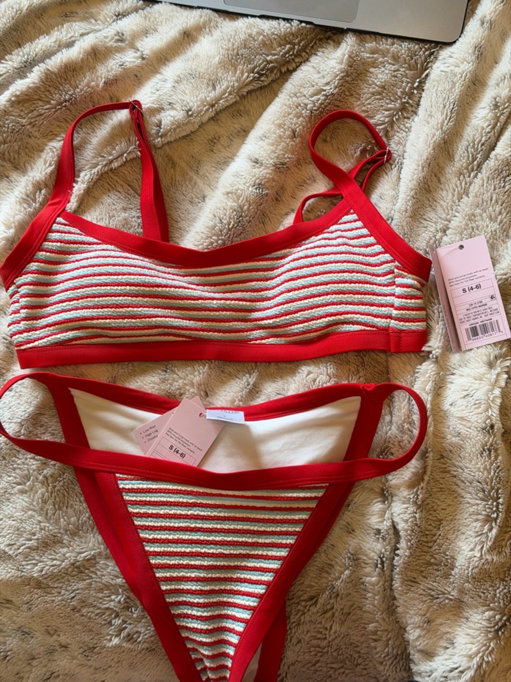 Red and blue Striped Women’s Bikini Set